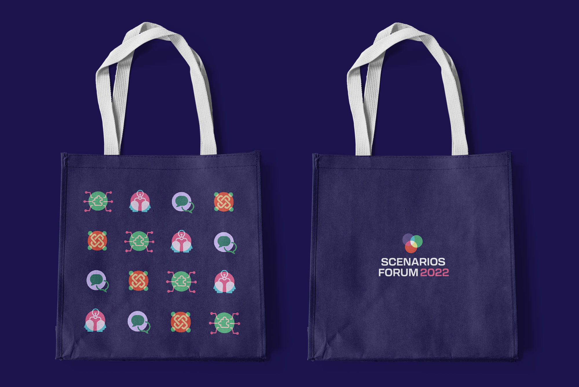 adam-islaam-organic-cotton-tote-bag-iconics-scenarios-forum-branding-logo-conference-typography-strategic-graphic-design